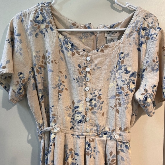 Vintage Erika Collection Petites 1980’s Linen Blend Floral Print Petite Large - Picture 3 of 8